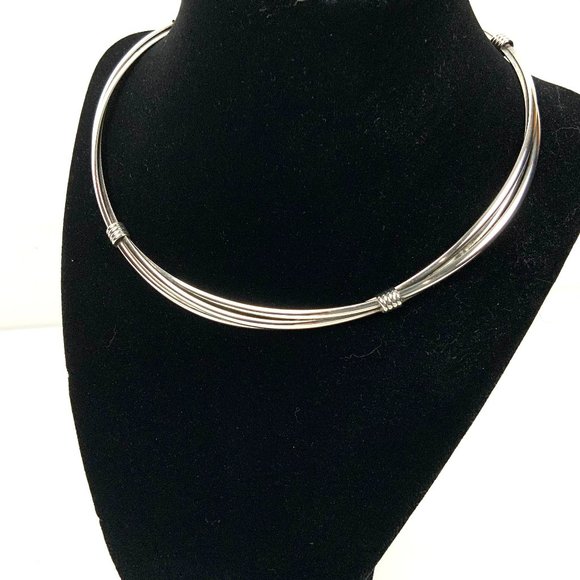 Unbranded Jewelry - Solid Shiny Silver Metal Omega Choker Necklace